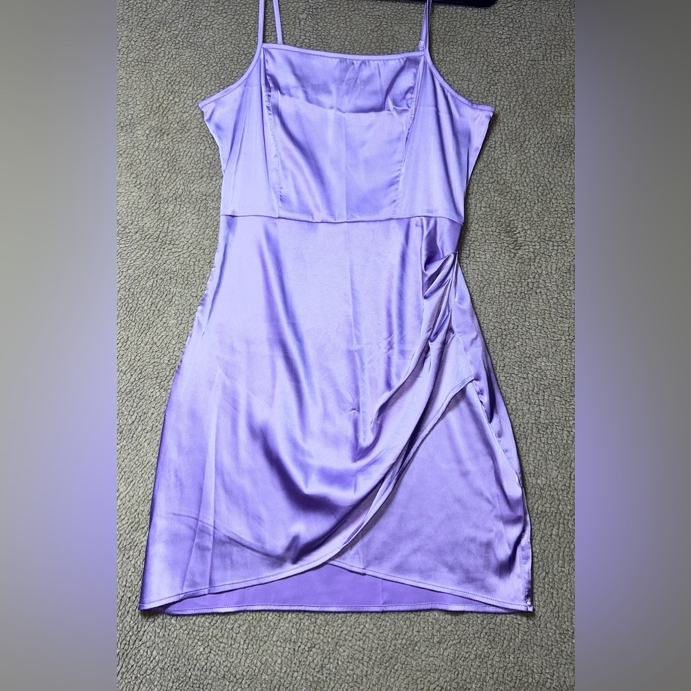 SHEIN petite cami mini dress Ruched Side Tulip Hem chic Dress Purple Women’s M